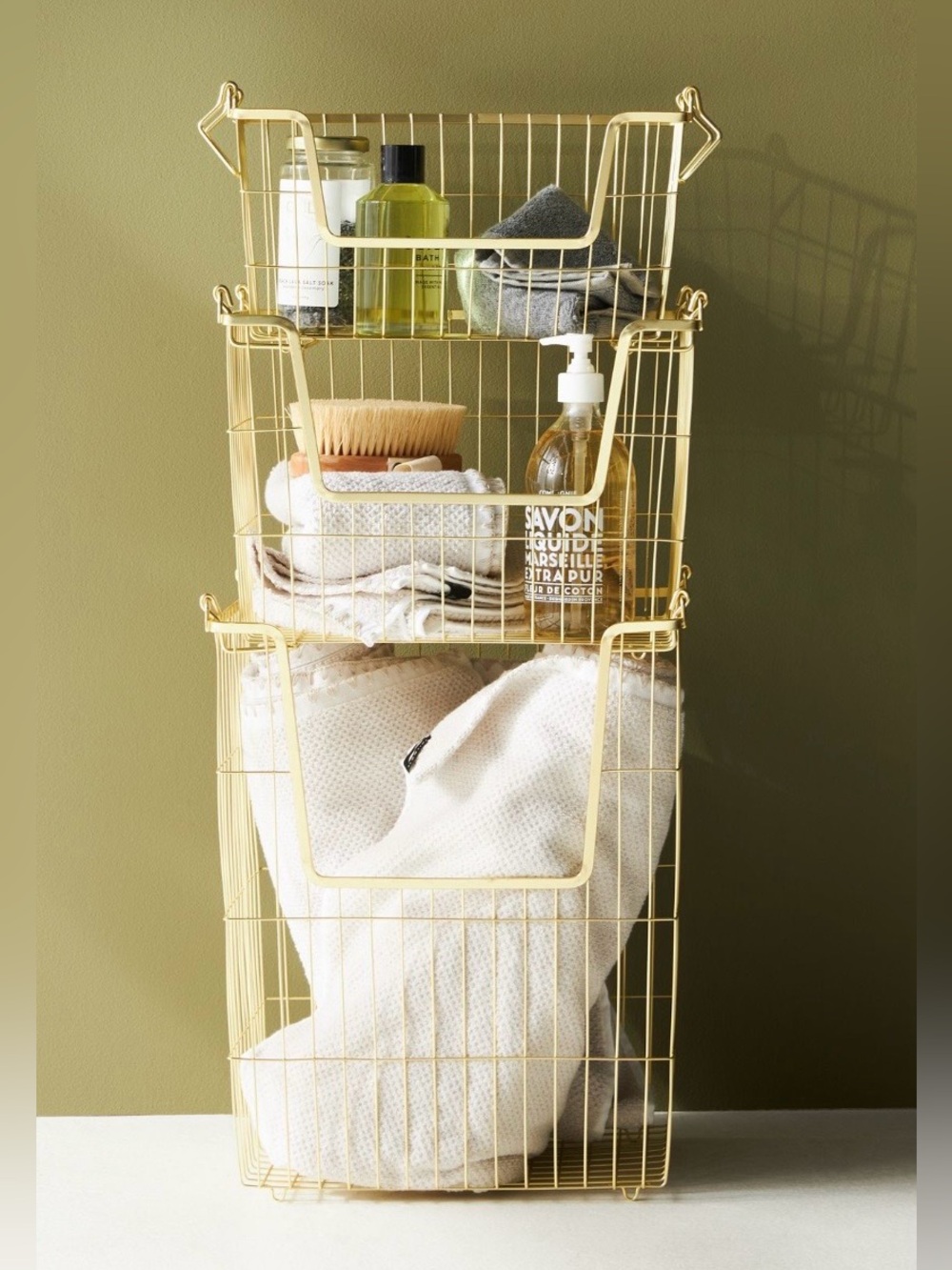 Barbara Stackable Wire 3-Tier storage bin/ Bath Organizer
